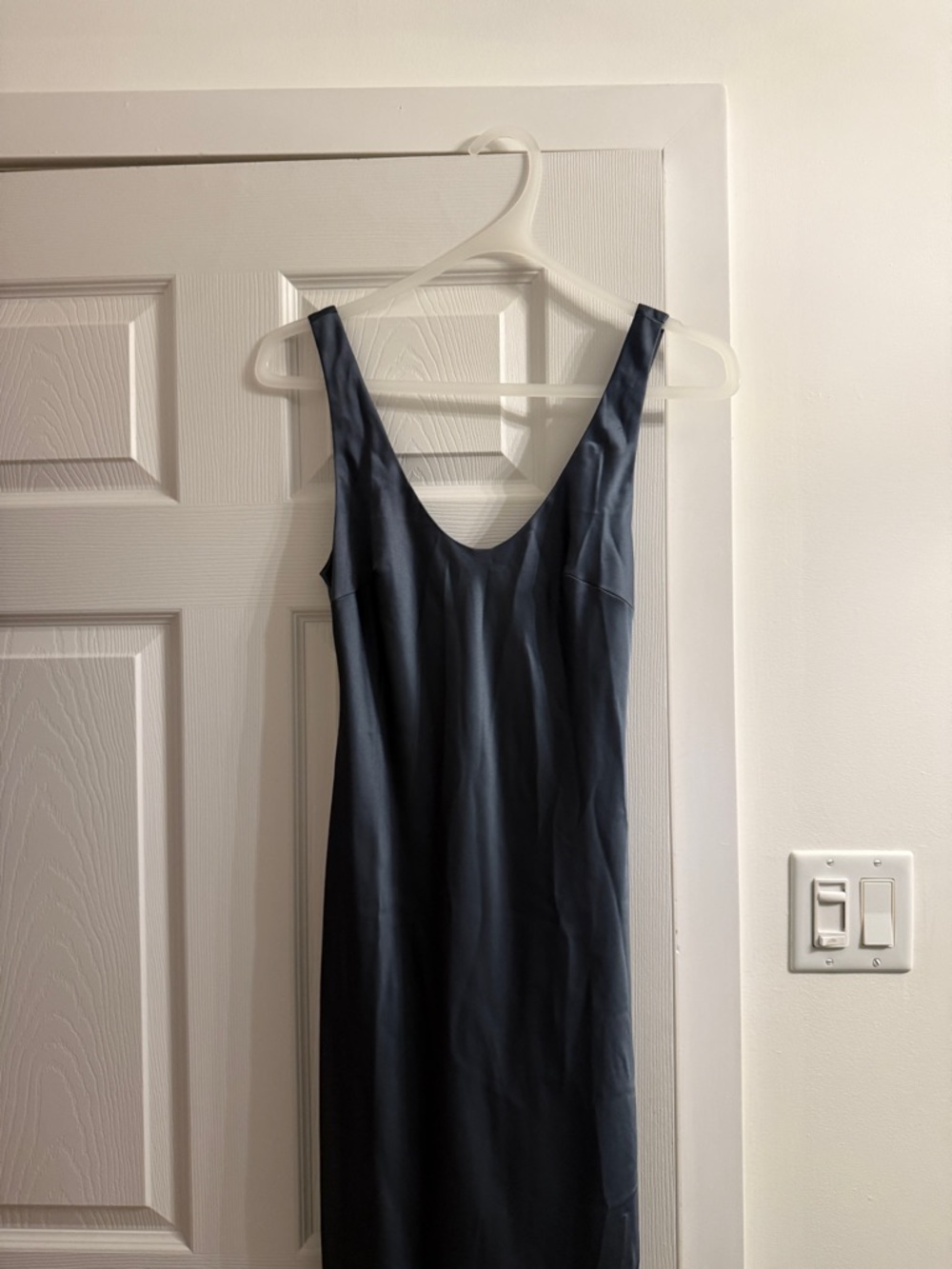 Reformation Teal Satin Scoop-Neck Maxi Gown - Picture 3 of 4